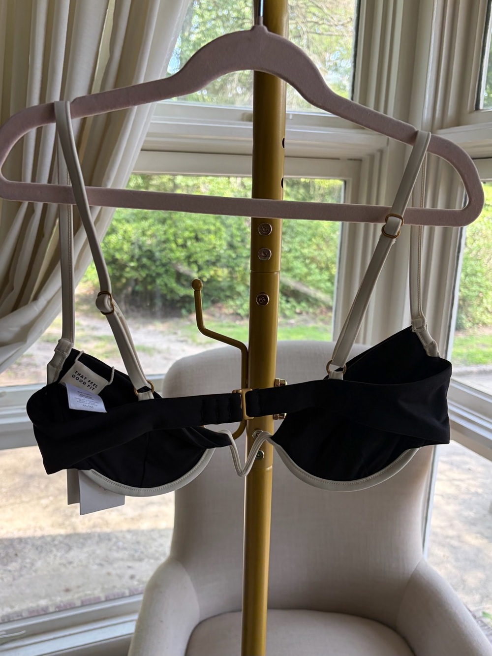 l*space Black Bikini Top with Cream Trim - Picture 2 of 3